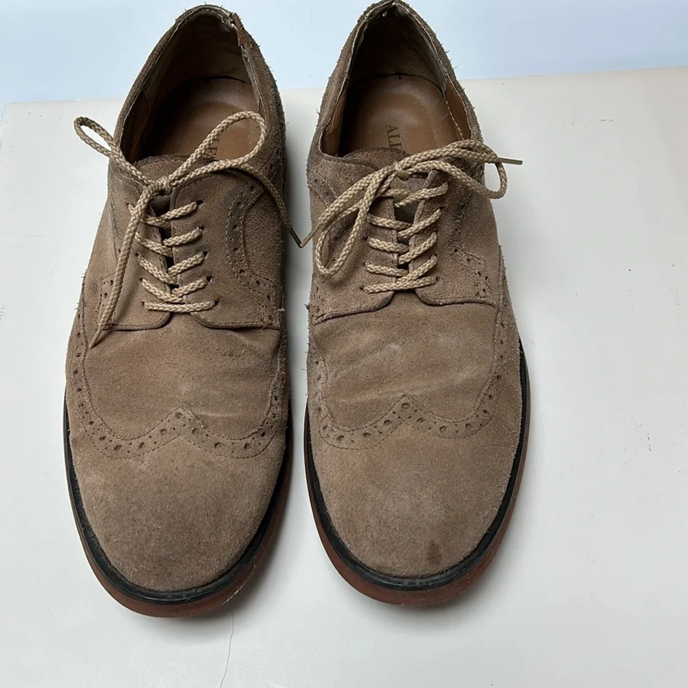 Alfani Connor tan suede lace up oxford wing tip shoes rubber soles Size 11.5